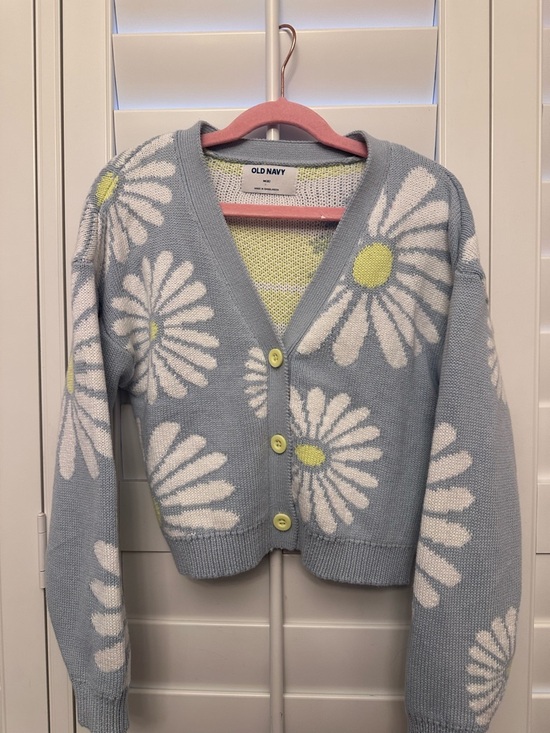 Old Navy Other - Old Navy Light Blue Daisy V-Neck Button Cardigan